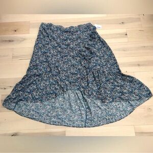 NWT Sonoma Floral Ruffled Hi Low Skirt 2X Blue